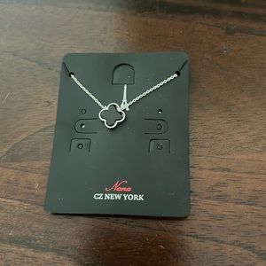 Necklace silver chain black clover design (new never worn)